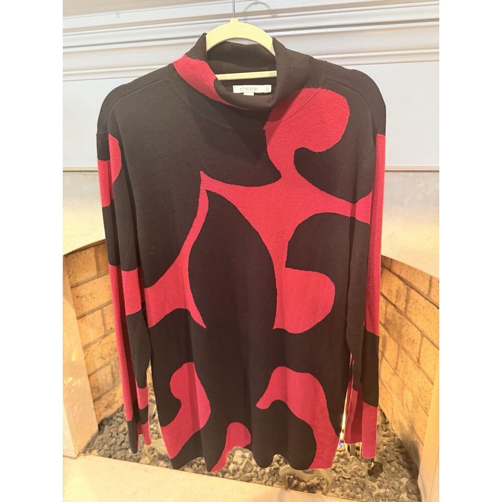 Chico’s Red And Black Sweater Size XXL